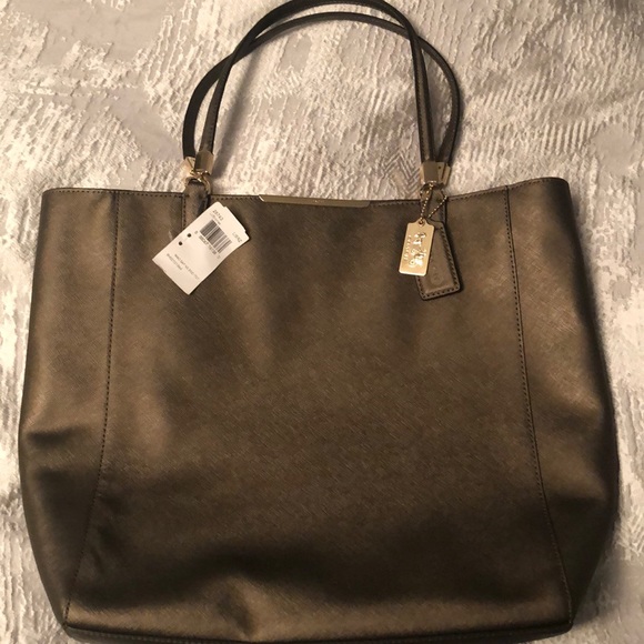 Coach Handbags - NWT COACH MADISON SAFFIANO NS TOTE GOLD/BRONZE